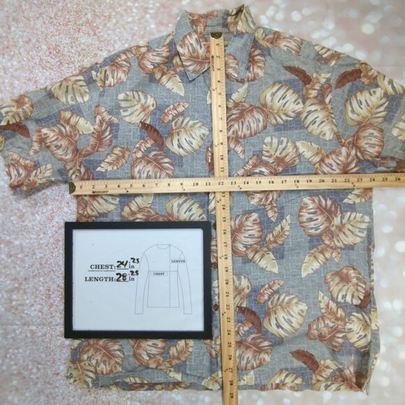 Hilo Hattie Geometric Floral Print Short Sleeve Button Down Shirt, Men's Large - Picture 5 of 6